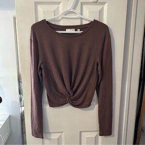 Aritzia Twist Front Purple Taupe Long Sleeve